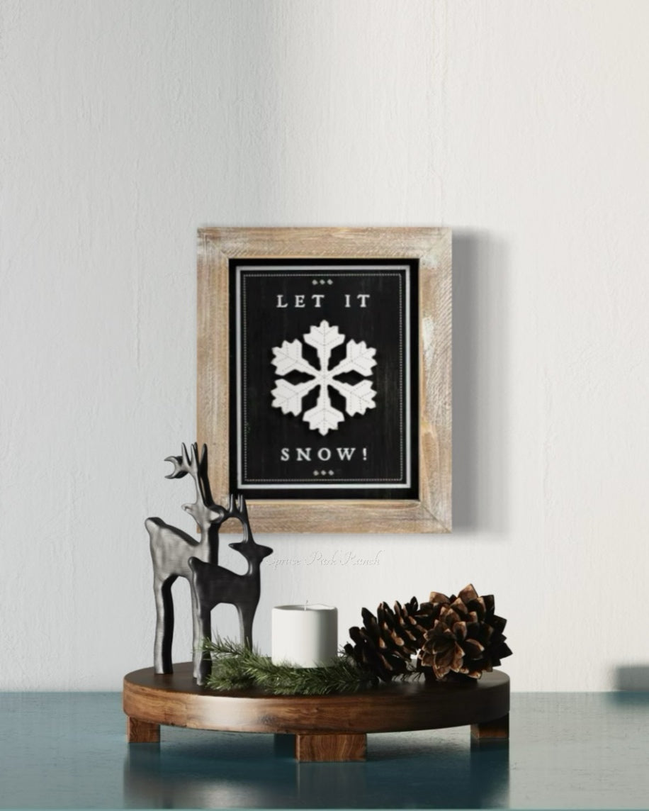 Reversible Wood Boo and Snow Sign