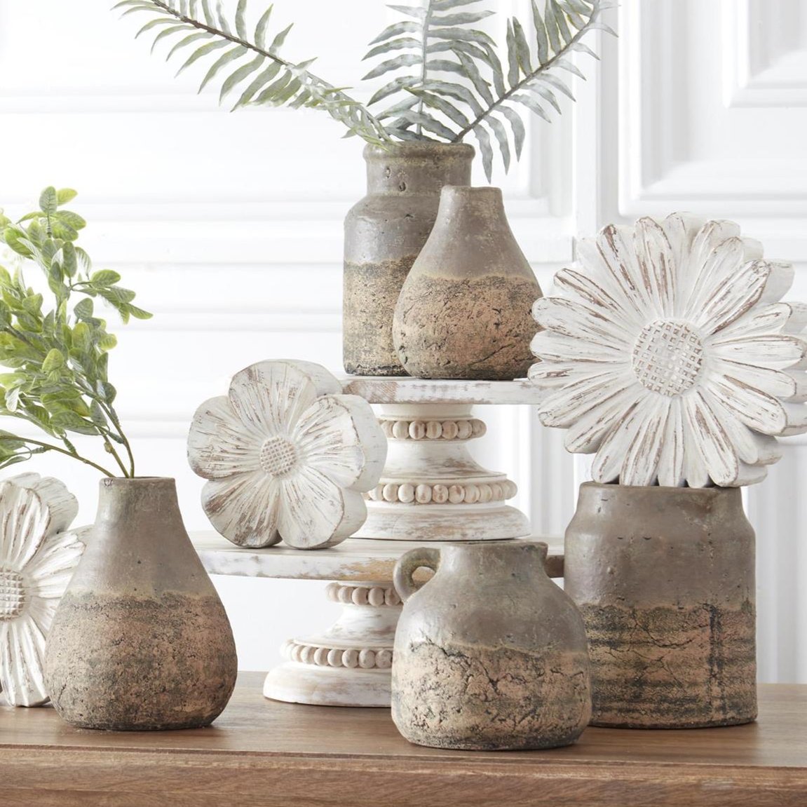 Ceramic Vase With Grey Glazed Top