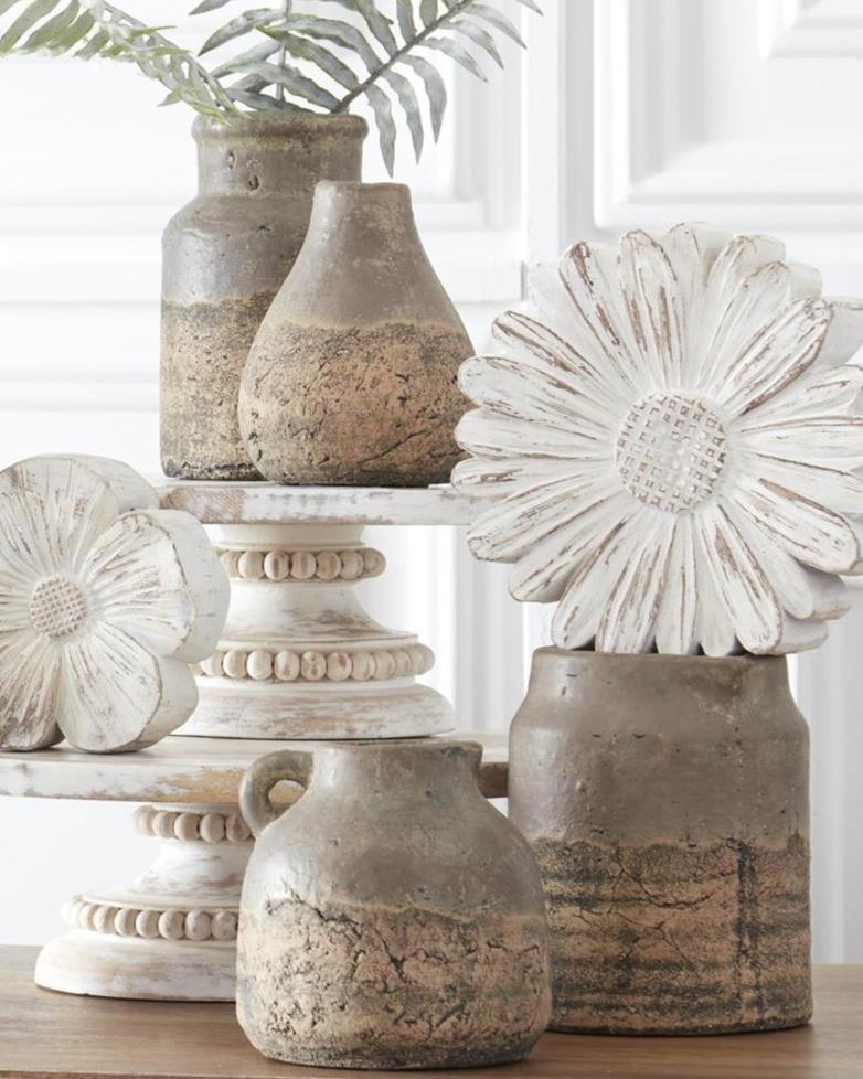 Ceramic Vase With Grey Glazed Top