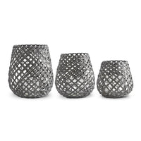 Black Woven Wood Candleholder Lantern