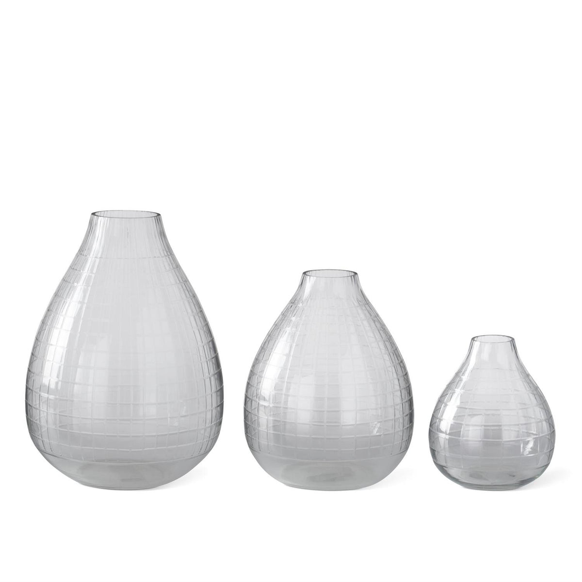 Etched Tear Drop Clear Glass Vase