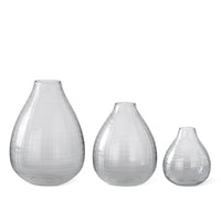Etched Tear Drop Clear Glass Vase