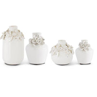 White Ceramic Mini Vase With Raised Flowers