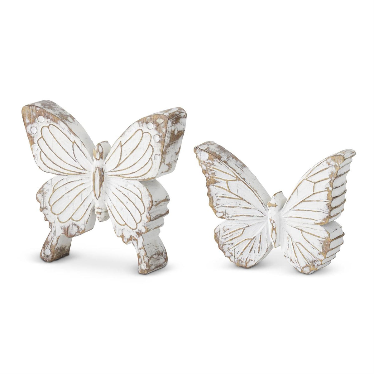 Whitewashed Carved Resin Butterfly