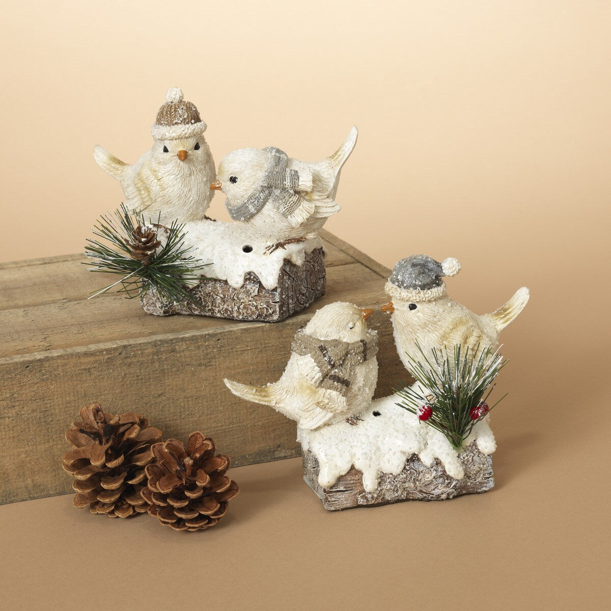 Motion Sensor Resin Winter Birds with Sound