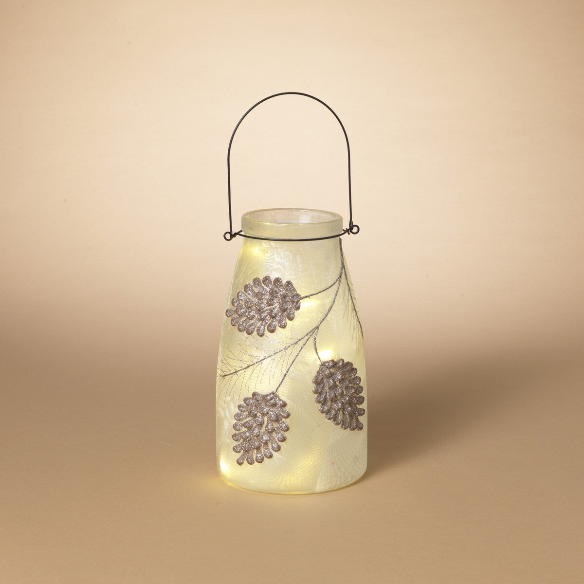 Frosted Glass Holiday Pinecone Lantern