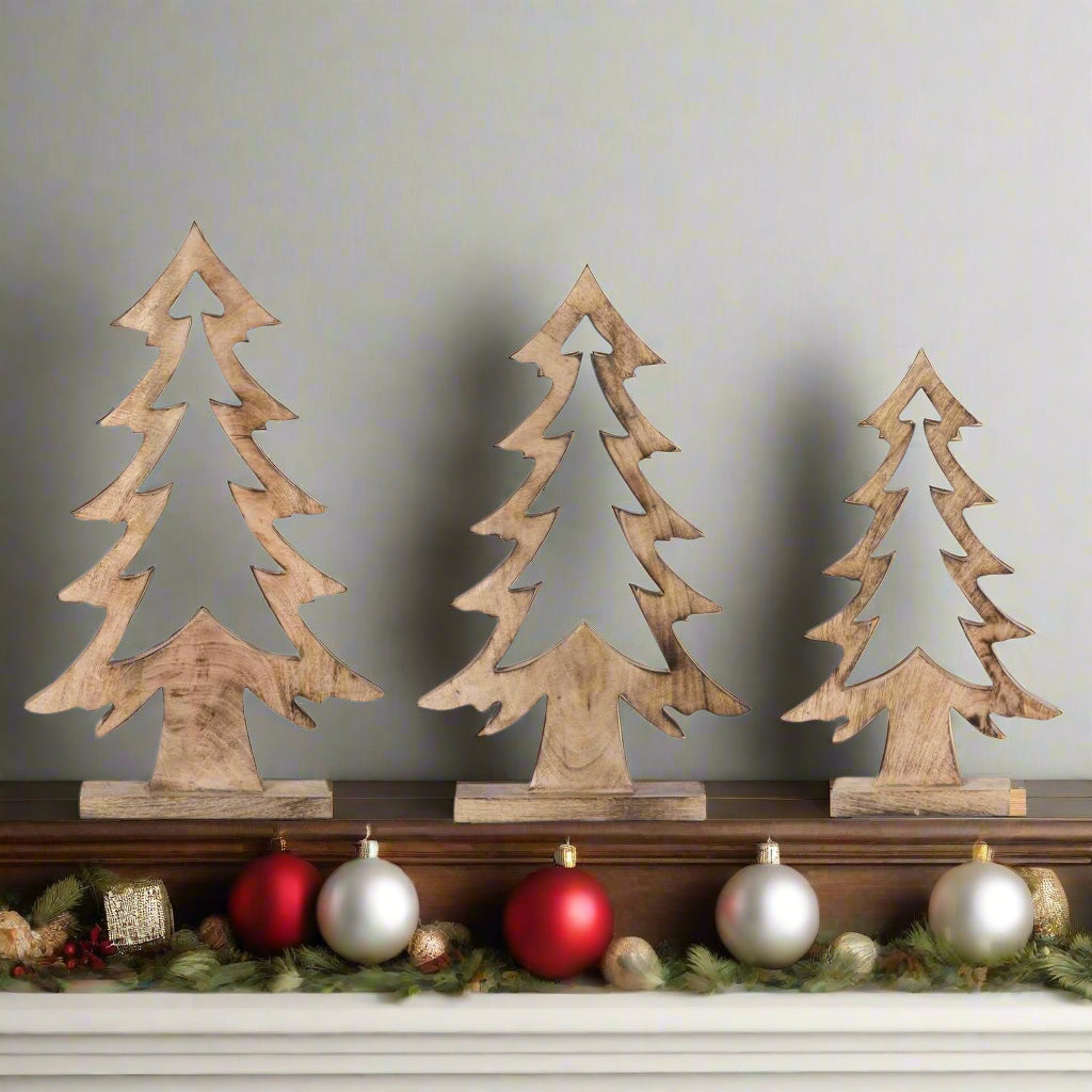 Mango Wood Pine Tree on Base