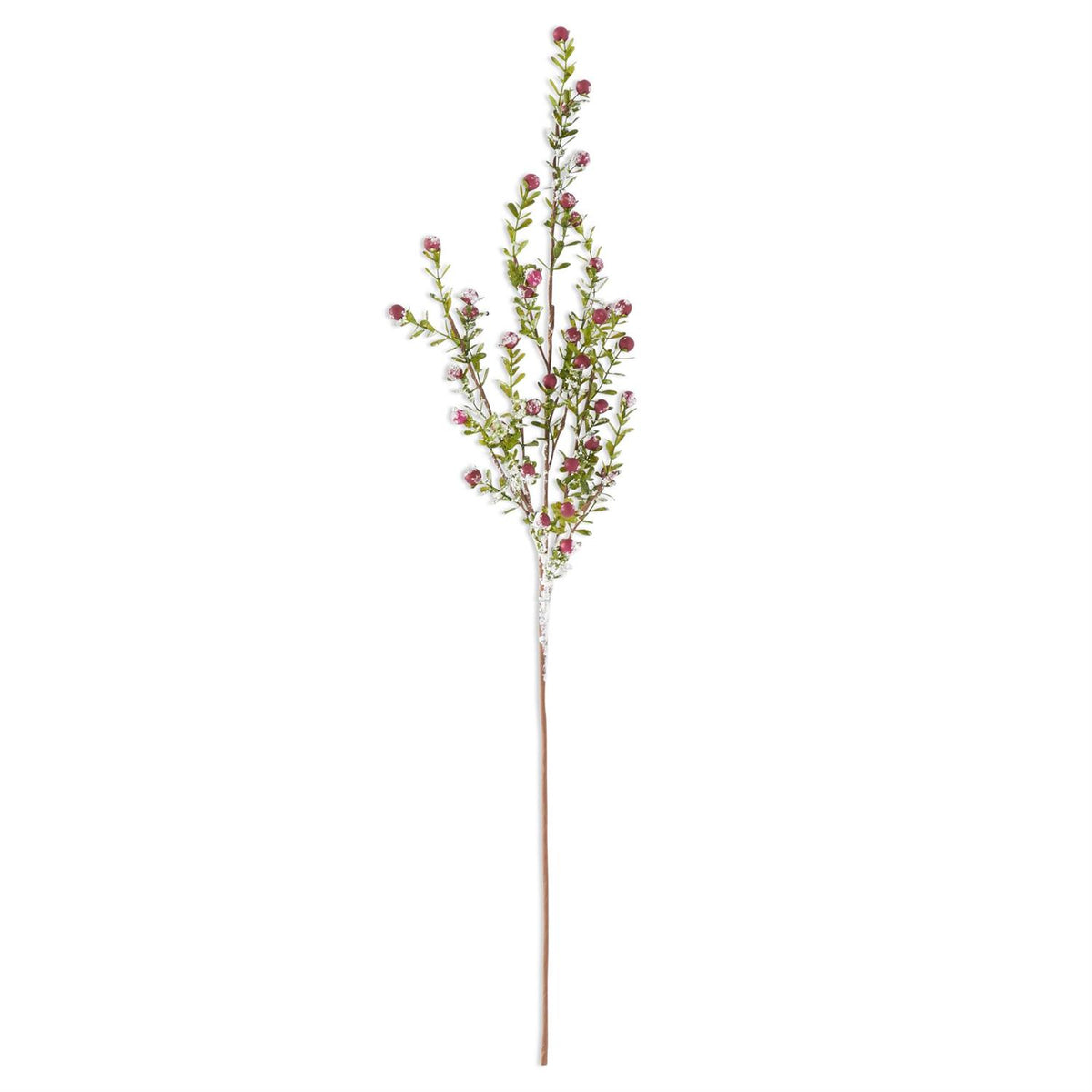 Glittered Snowy Red Berry Leaf Stem 30"