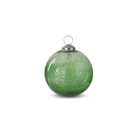 Etched Green Snowflake Glass Ornament
