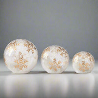 Gold Hand Painted Snowflake Crackle Glass LED Globe