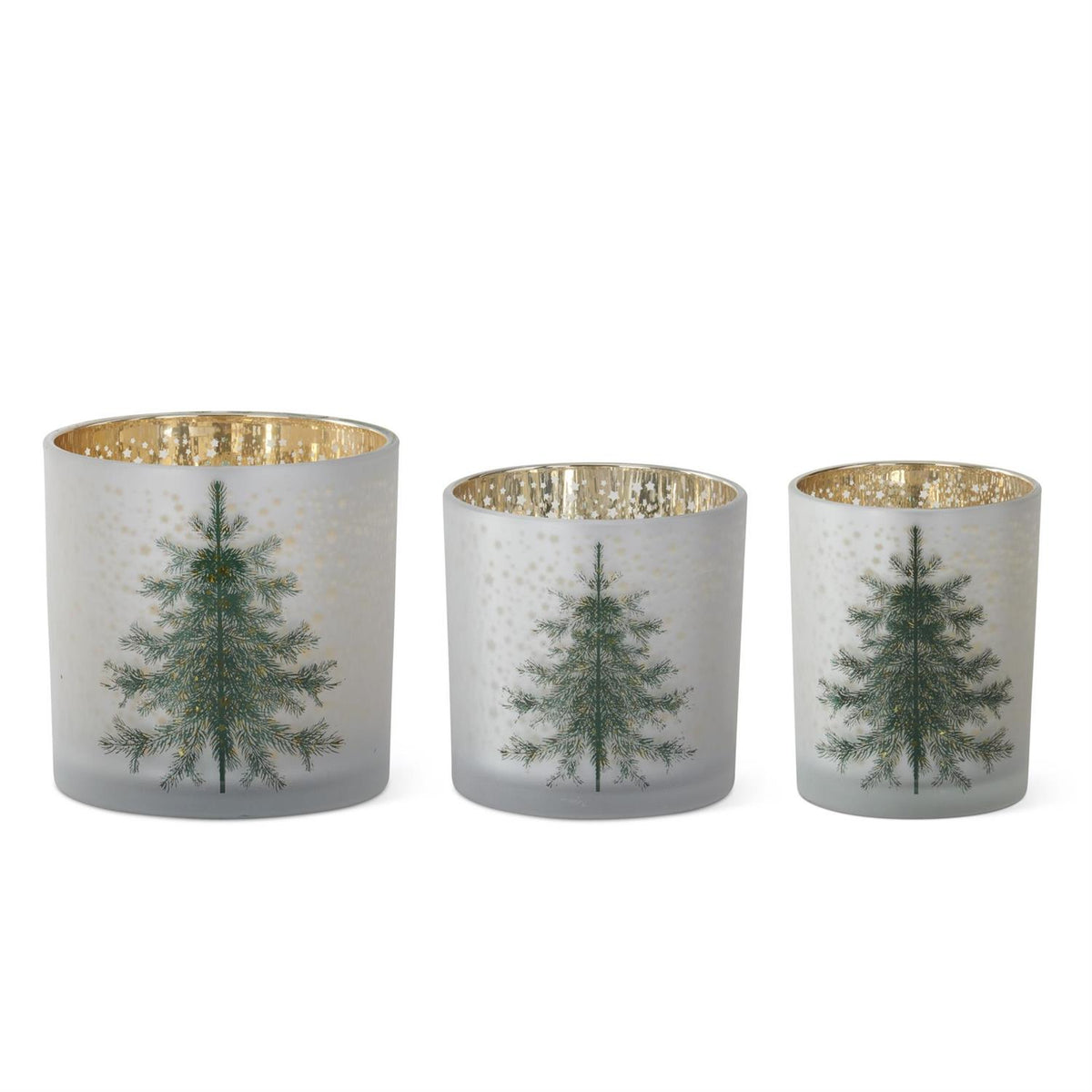 Frosted White Glass Christmas Tree Candle Holder