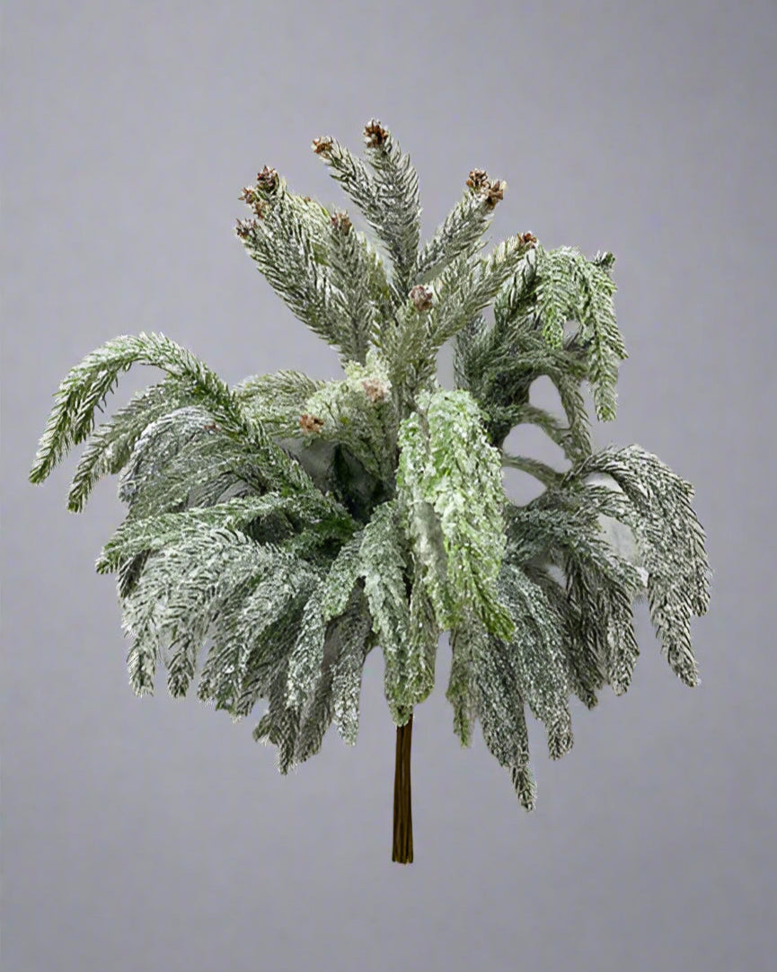 Glittered Coned Snowy Norfolk Pine Collection Real Touch