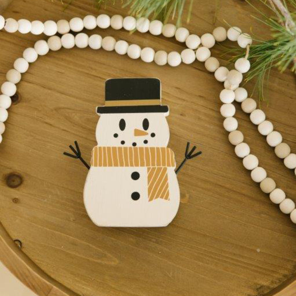 Chunky Wood Snowman Sitter