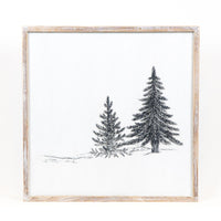 Reversible Pine Trees and Olive Branches Wood Sign