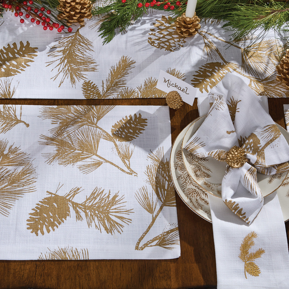 Gold Pinecone Textile Collection