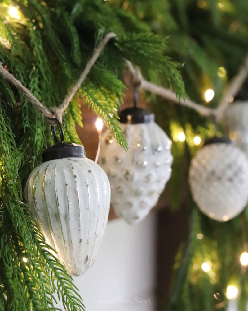 Mercury Glass Acorn Garland Whitewashed