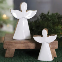 White Enamel Angel Wood Block