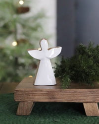 White Enamel Angel Wood Block