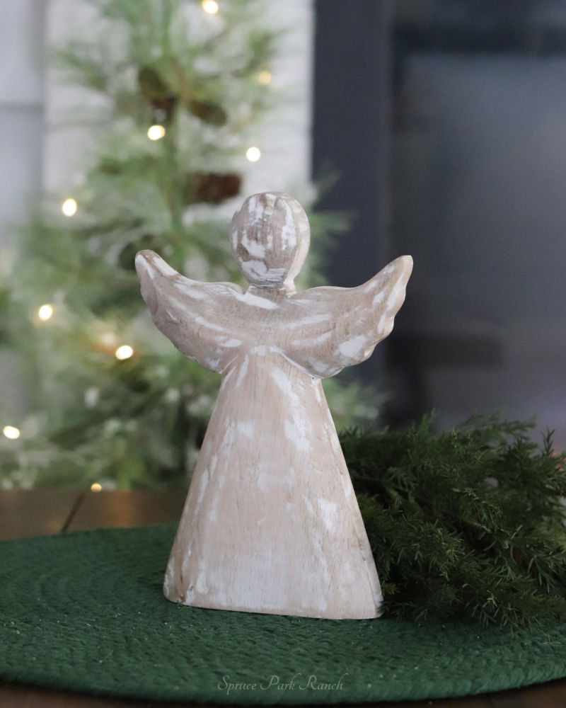 Rustic Whitewashed Wooden Angel