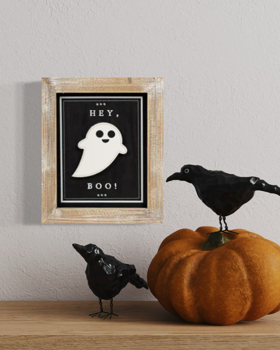 Reversible Wood Boo and Snow Sign