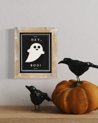 Reversible Wood Boo and Snow Sign