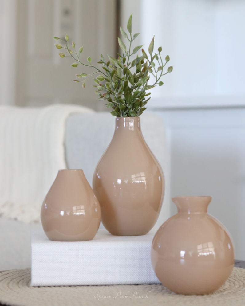 Small Beige Glass Vases