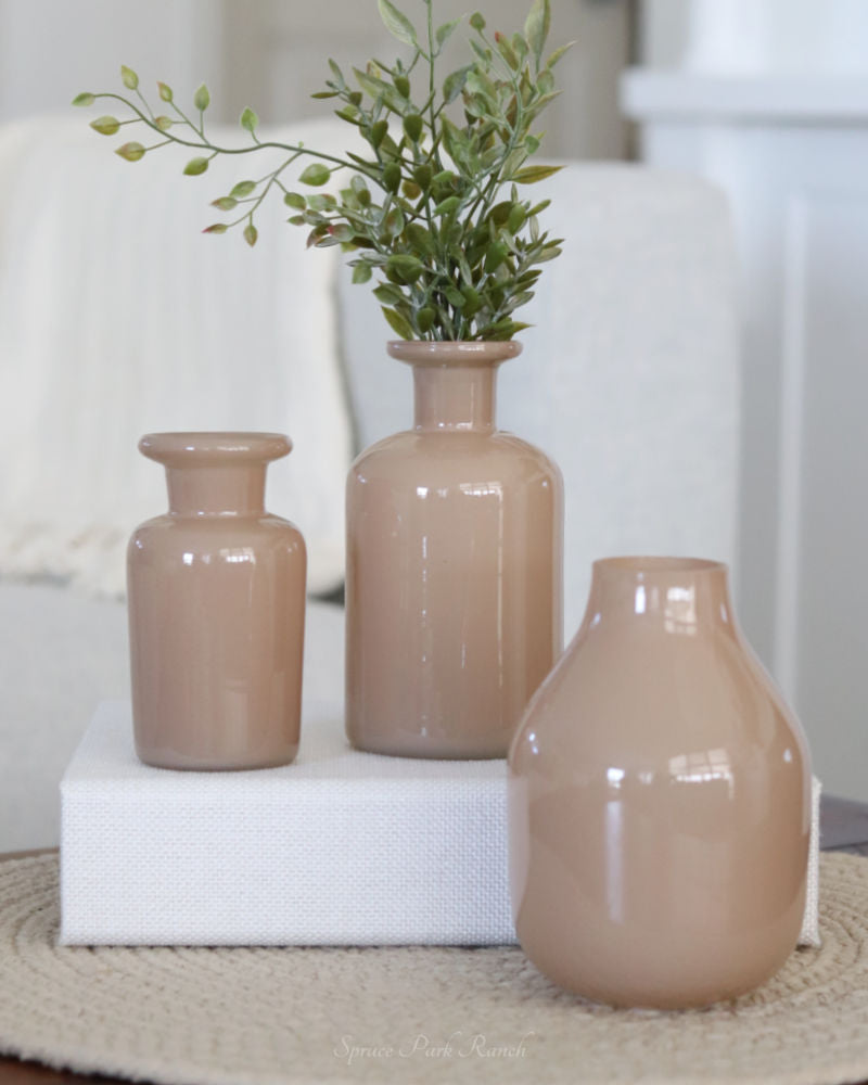 Small Beige Glass Vases