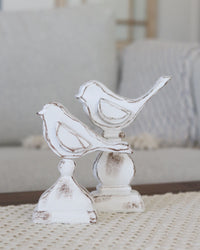 Whitewashed Resin Bird on Stand
