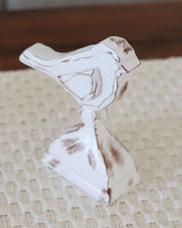 Whitewashed Resin Bird on Stand