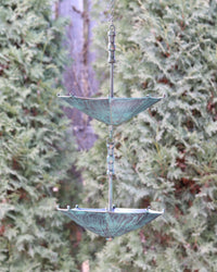 Metal Patina Umbrella Hanging Bird Feeder