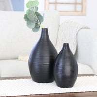 Black Long Neck Metal Vase