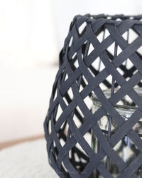 Black Woven Wood Candleholder Lantern