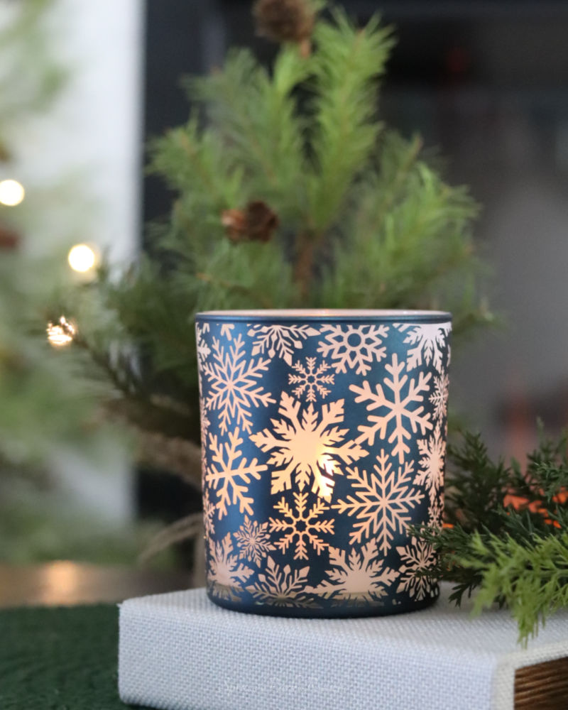 Blue Snowflake Candle Holder