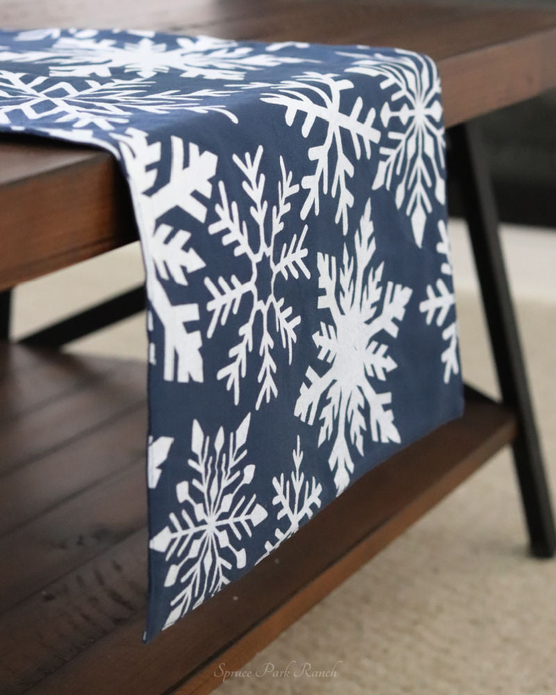 Blue Snowflake Table Runner 56"L
