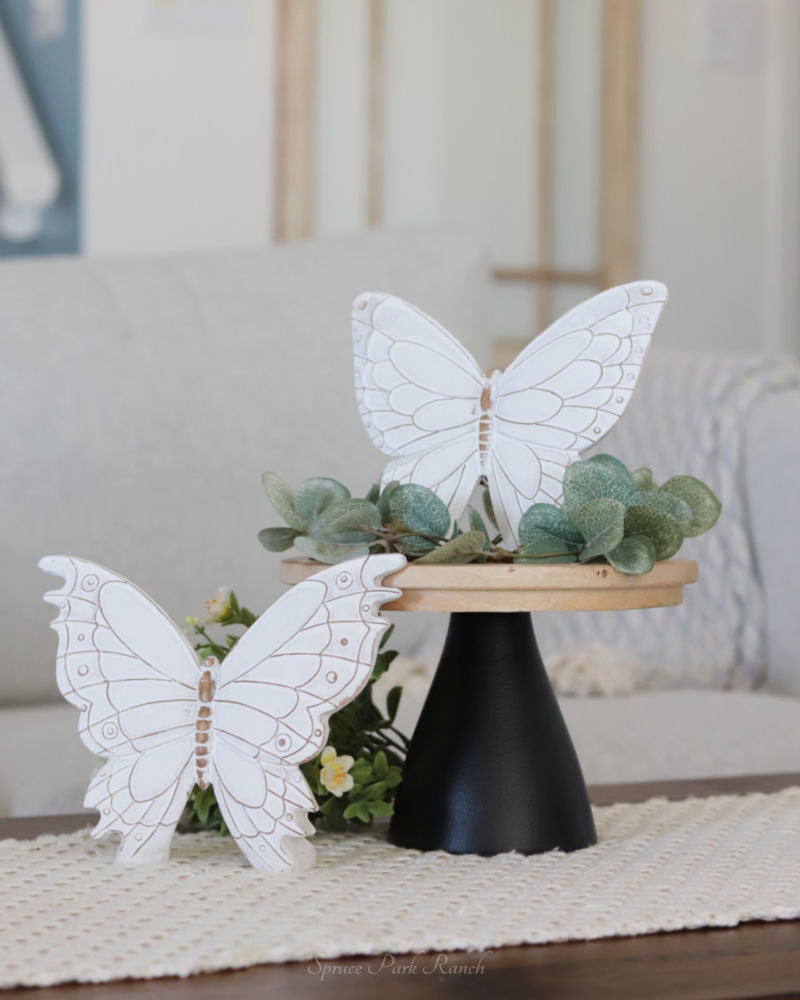 White Resin Butterfly Stand