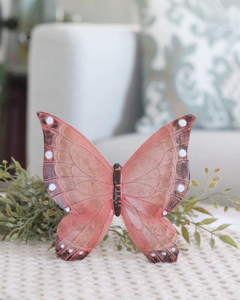 Coral Resin Butterfly Stand