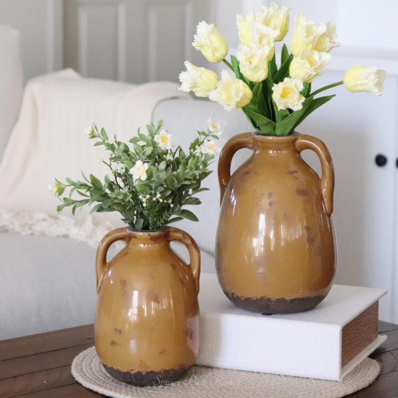 Butterscotch Crackle Glaze Terracotta Jug With Handle
