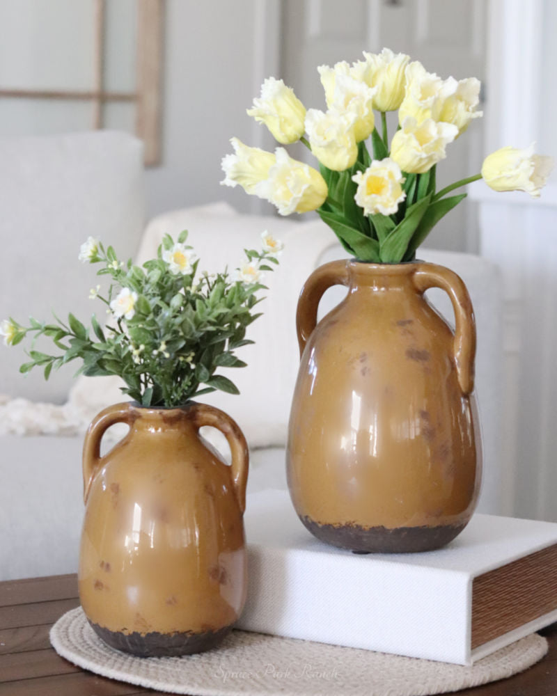 Butterscotch Crackle Glaze Terracotta Jug With Handle