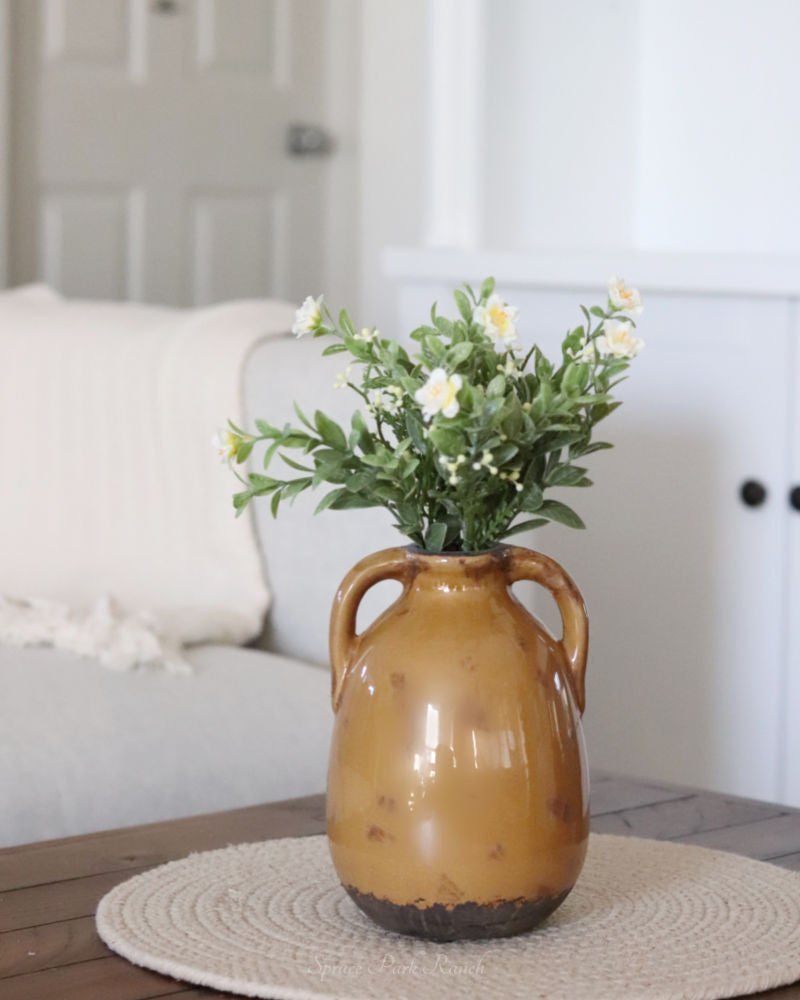 Butterscotch Crackle Glaze Terracotta Jug With Handle