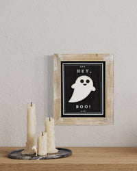 Reversible Wood Boo and Snow Sign