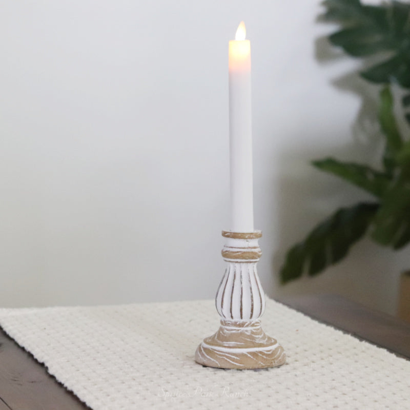 Whitewashed Candle Stick Holder