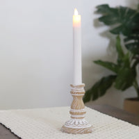 Whitewashed Candle Stick Holder