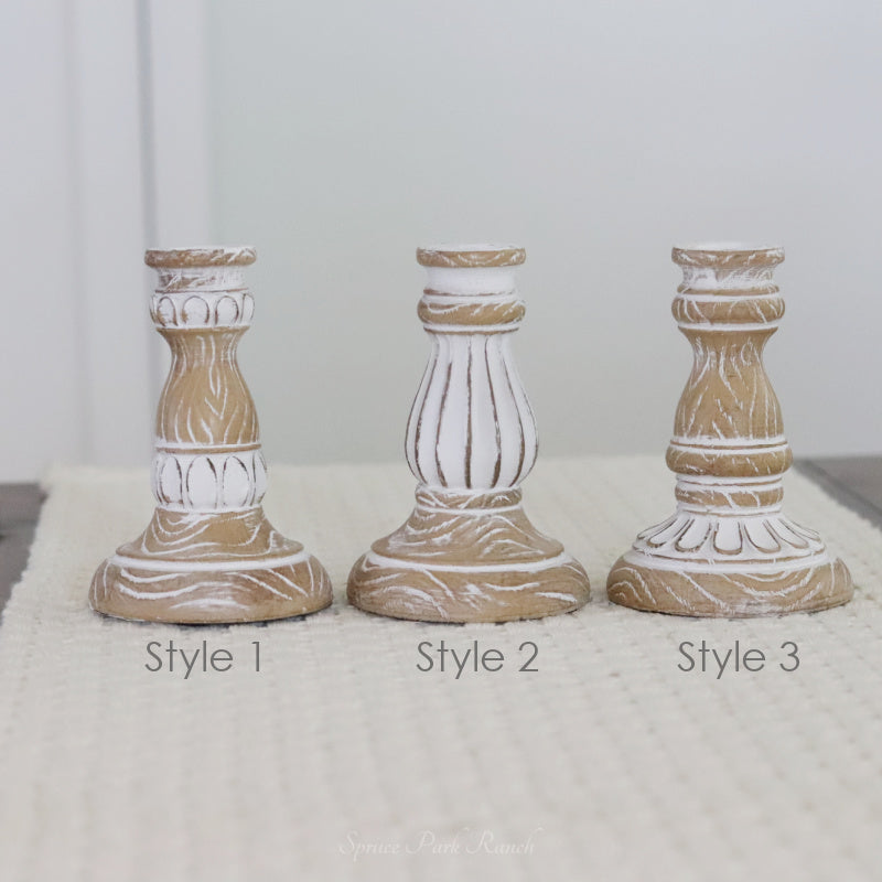 Whitewashed Candle Stick Holder
