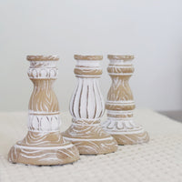 Whitewashed Candle Stick Holder