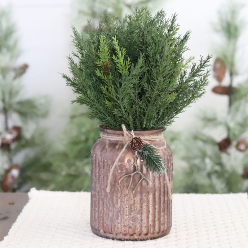 Ribbed Glass With Antler Candle Holder