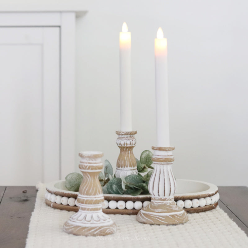 Whitewashed Candle Stick Holder