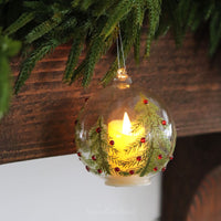 Jeweled Christmas Trees Glass LED Flicker Ornament