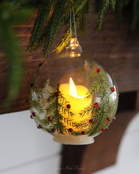 Jeweled Christmas Trees Glass LED Flicker Ornament