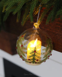Jeweled Christmas Trees Glass LED Flicker Ornament
