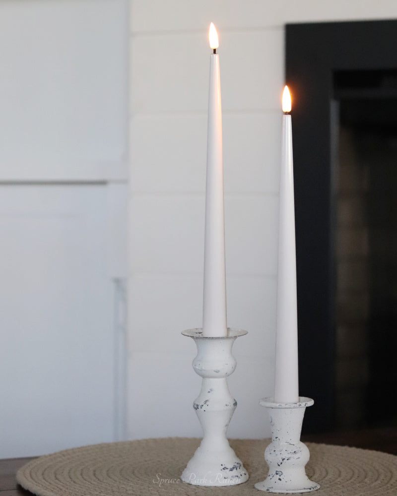 Deluxe Home Cream LED Shiny Tapers Candle Set 11"